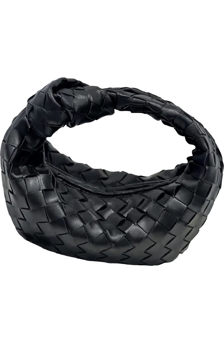 Adornia Woven Faux Leather Crescent Bag, Main, color, Black