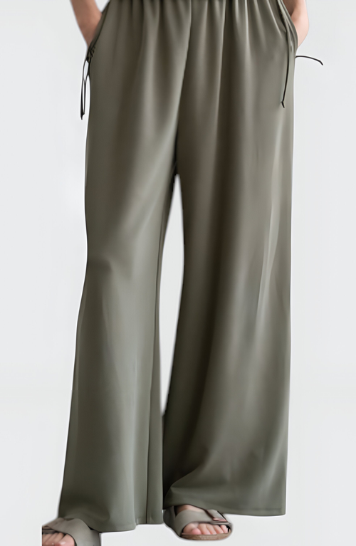 Modenaire High Waist Wide Leg Pants In Green