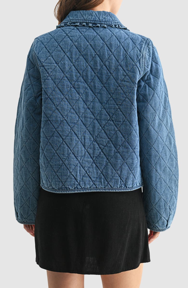 All in Favor Tie Front Quilted Denim Jacket, Alternate, color, Denim