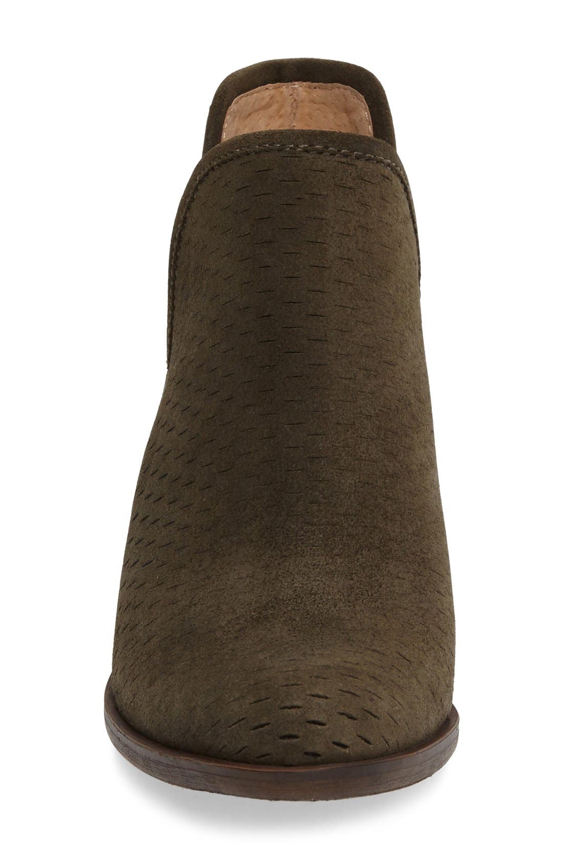 'Bashina' Perforated Bootie, Alternate, color, DARK MOSS LEATHER