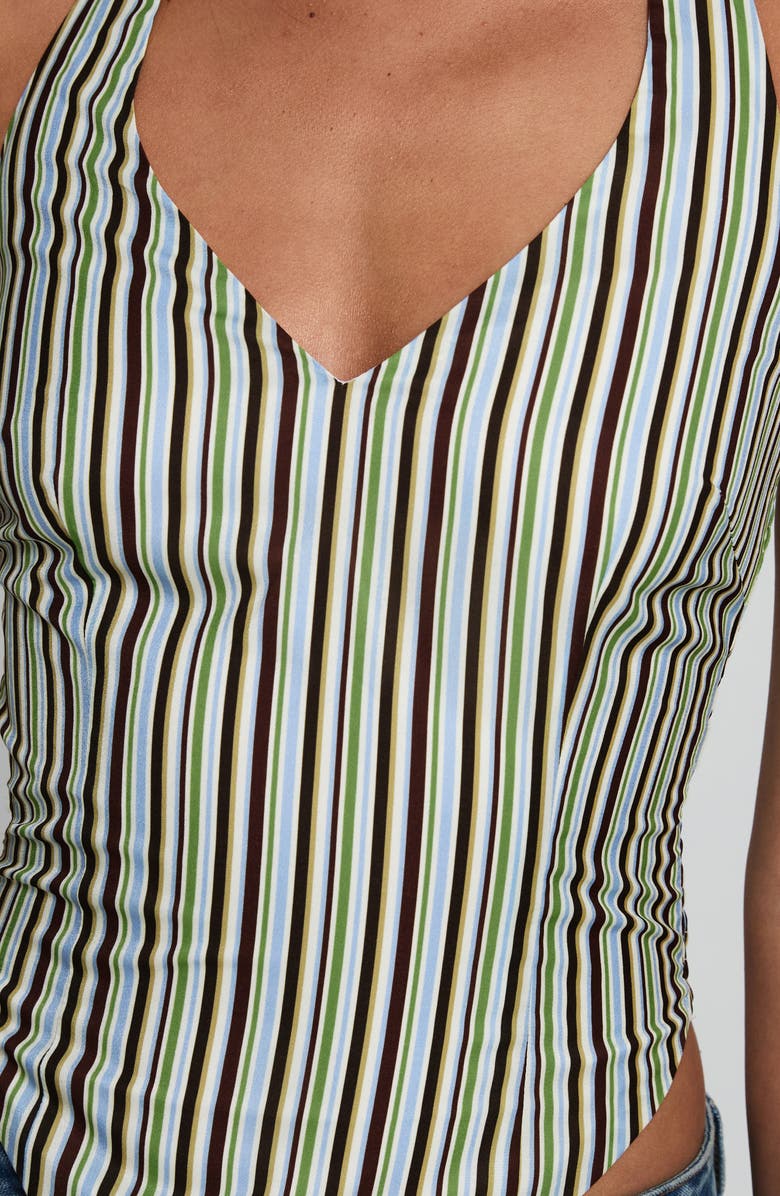 Princess Polly High Gear Stripe Smocked Halter Top, Alternate, color, Multi