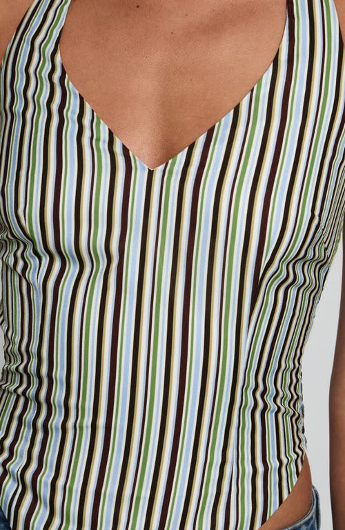 Princess Polly High Gear Stripe Smocked Halter Top In Multi