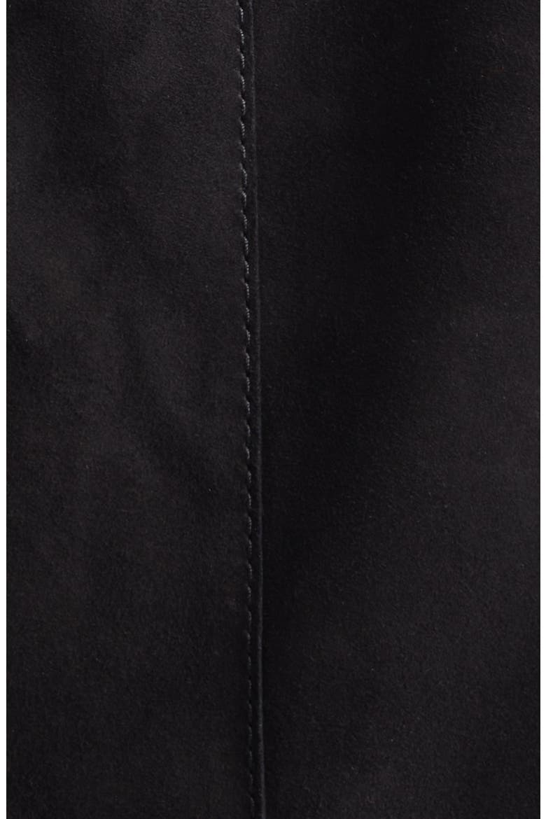 Fitted Collarless Suede Jacket, Alternate, color, BLACK