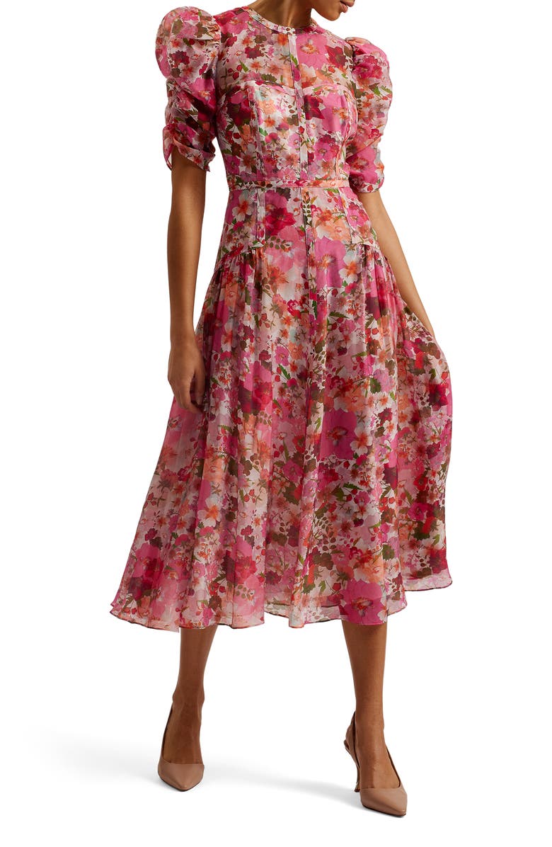 Ted Baker London Botani Floral Midi Dress, Main, color,