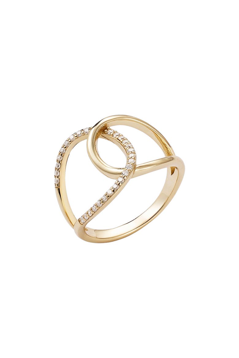 Pavé 925 Sterling Silver CZ Interlocking Ring, Alternate, color, GOLD