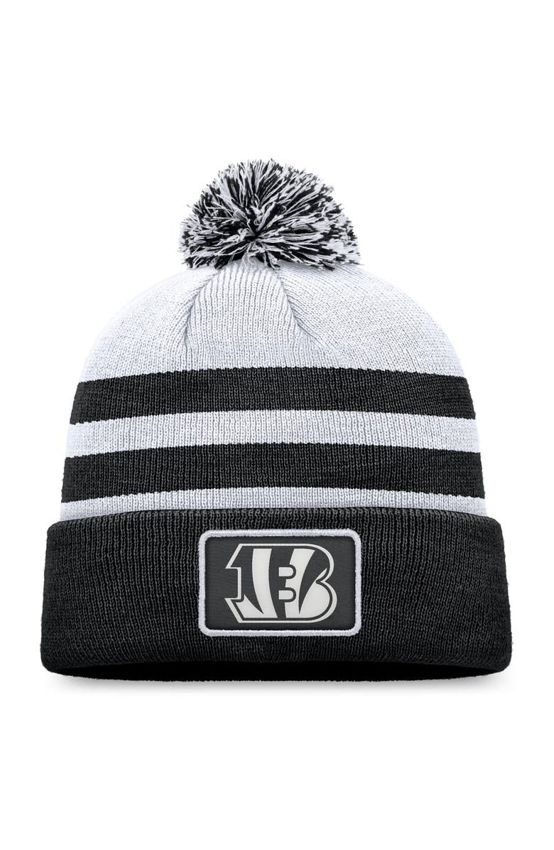 FANATICS Men's Fanatics Branded Black Cincinnati Bengals Cuffed Knit Hat with Pom, Main, color, 