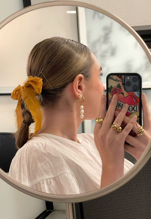 Sccollection 3 Drop Pearl Earrings In Gold