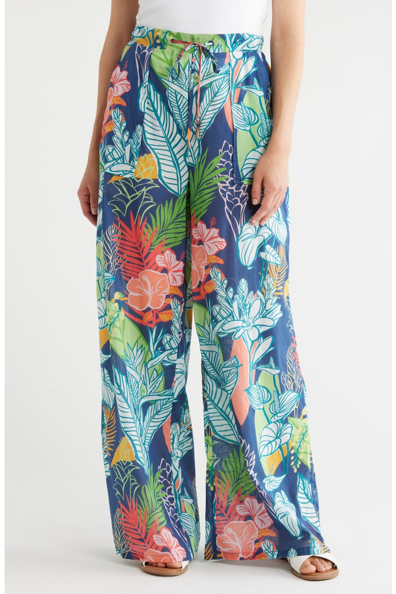 Enchanting Evelyn Wide Leg Cotton Pants, Main, color, NAVY