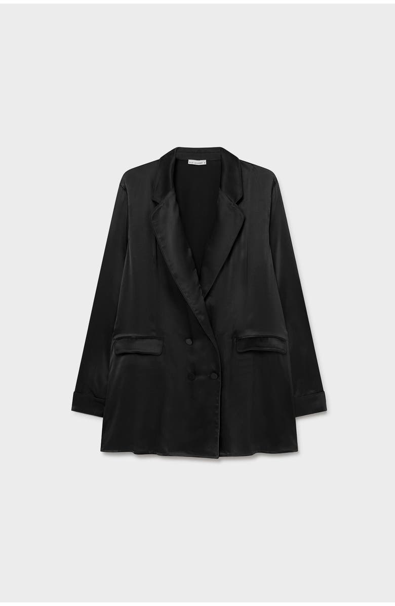 SILK LAUNDRY RELAXED BLAZER BLACK, Alternate, color, Black