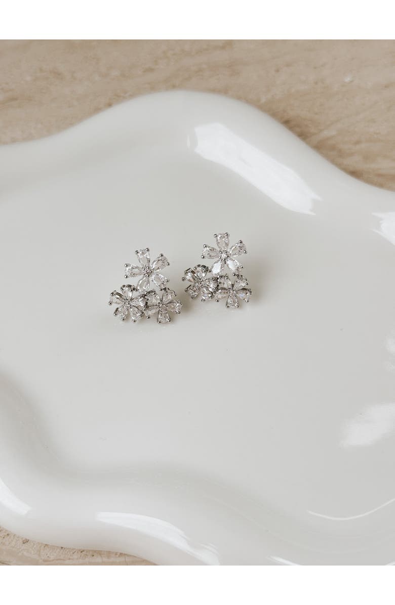 Untamed Petals Daisy Crystal Studs, Alternate, color, Silver