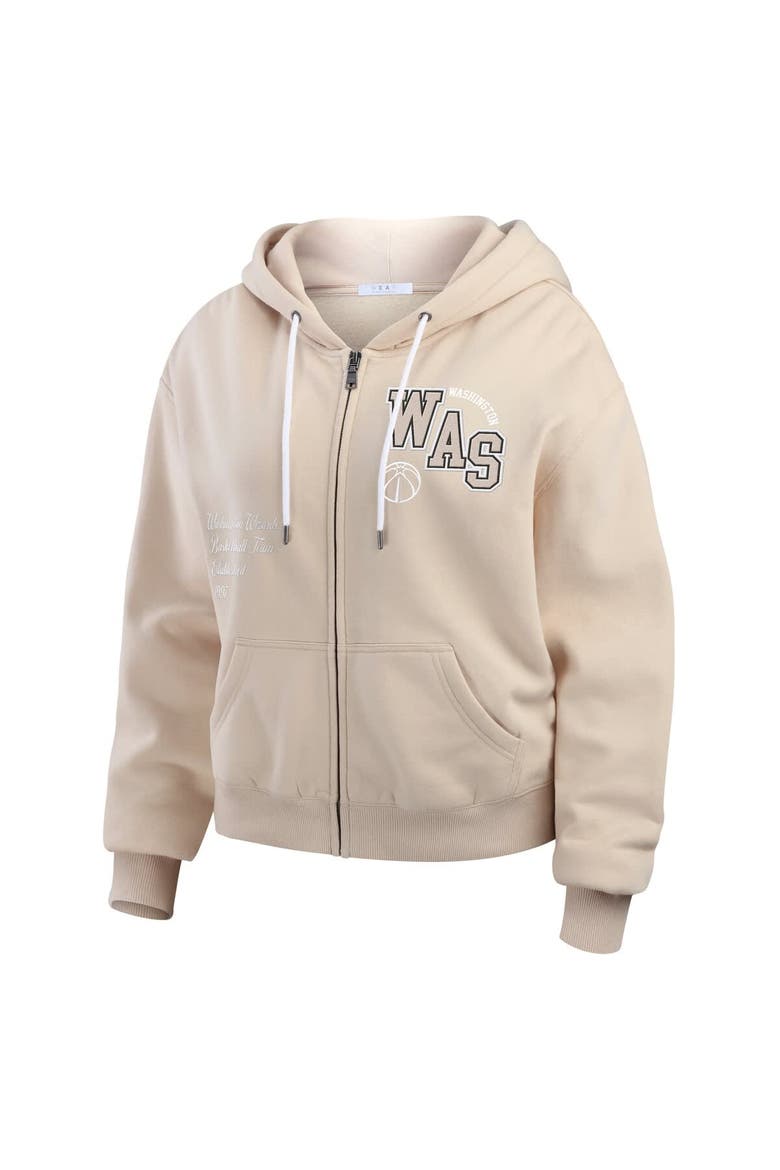 Women's WEAR by Erin Andrews Tan Washington Wizards Tonal Felt Patch Full-Zip Hoodie, Alternate, color, Tan
