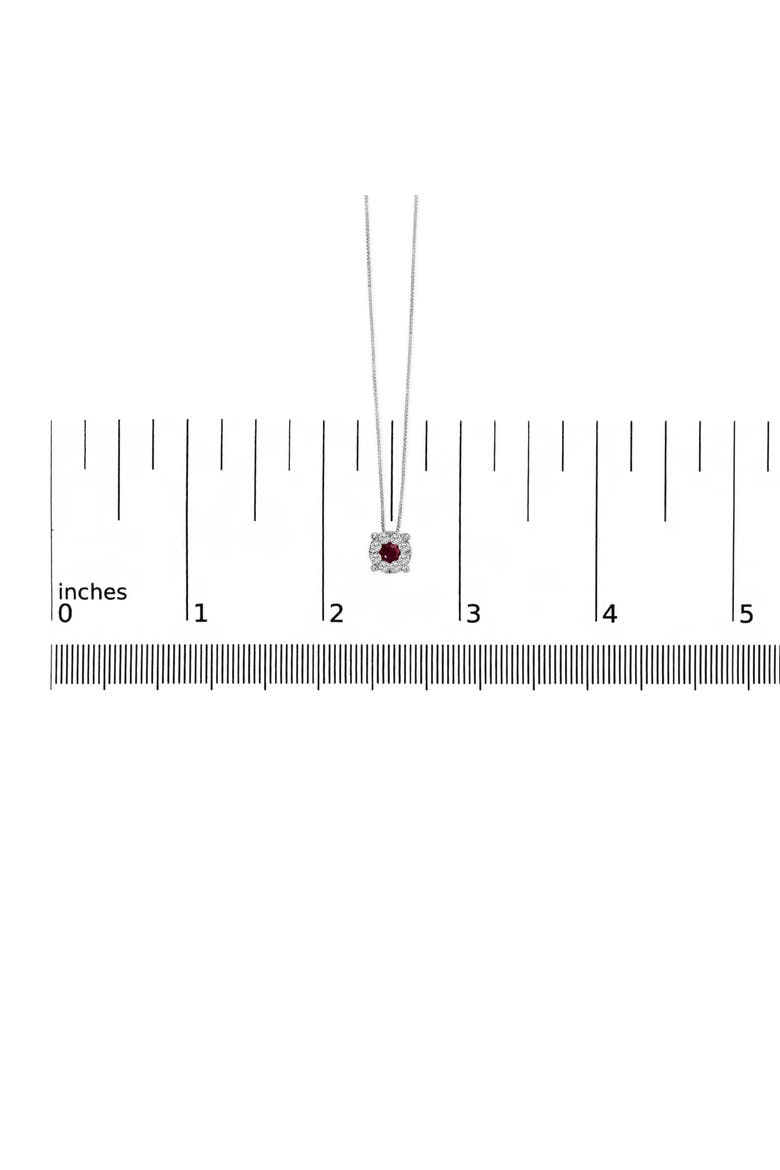 14K White Gold Red Ruby and 1/3 Cttw Diamond Halo Pendant Necklace, Alternate, color, White Gold