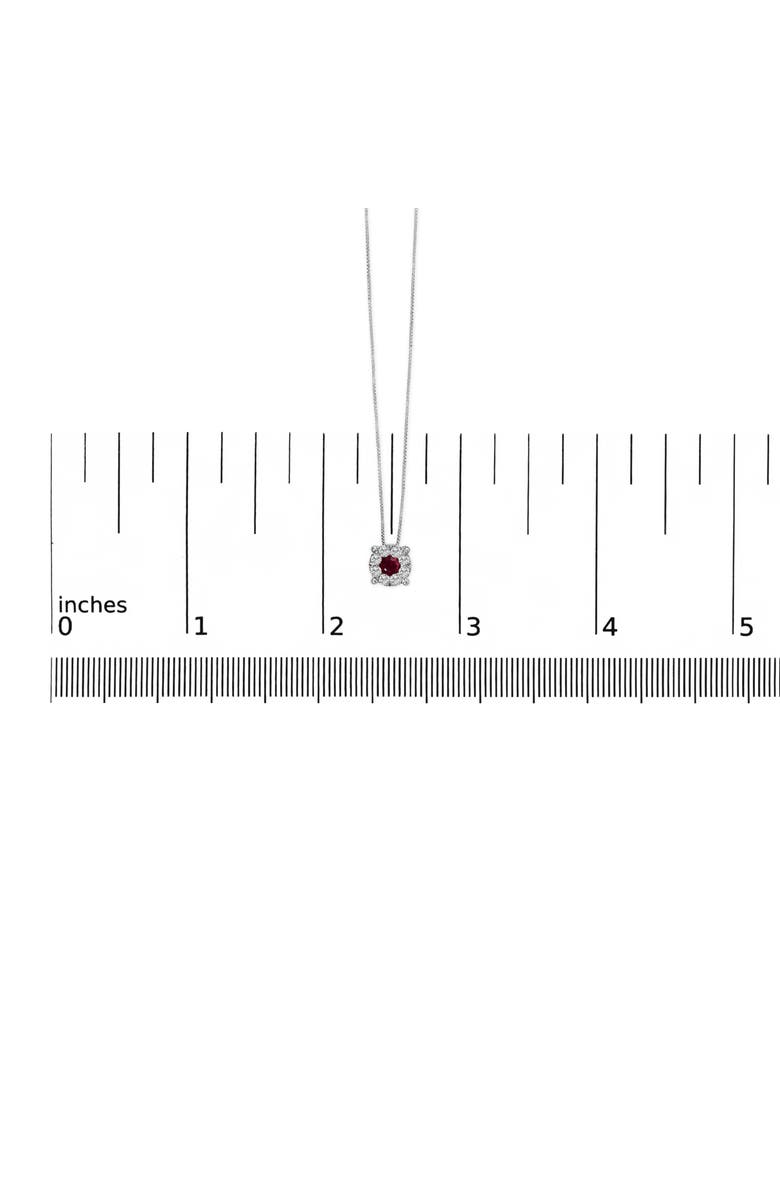 Haus of Brilliance 14K White Gold Red Ruby and 1/3 Cttw Diamond Halo Pendant Necklace, Alternate, color, White Gold