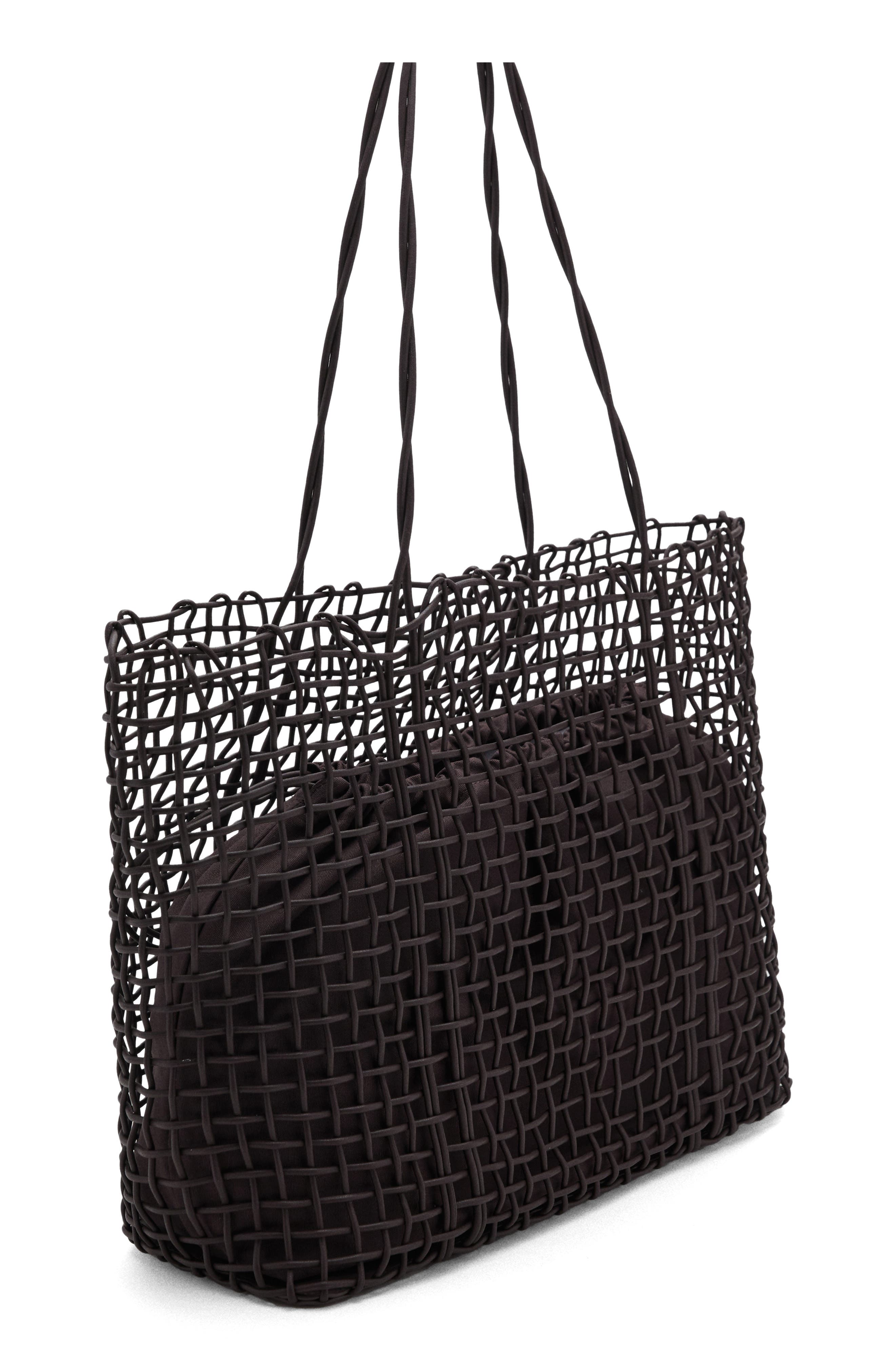 MANGO Woven Shopper Tote, Main, color, Chocolate