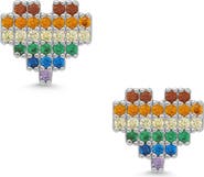 Lily Nily Kids' Rainbow Cubic Zirconia Heart Stud Earrings