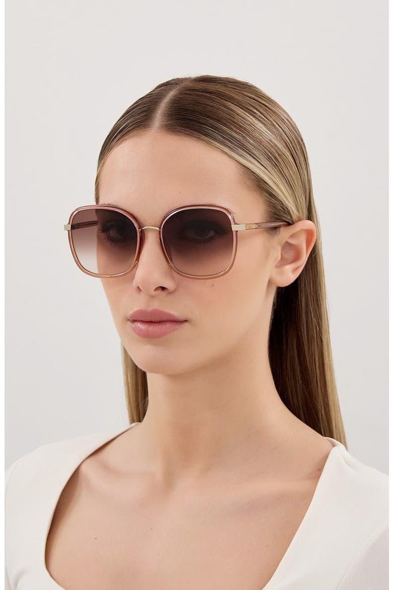 56mm Gradient Square Sunglasses, Alternate, color, RED