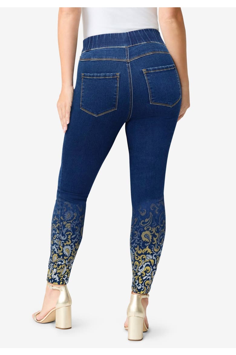 Plus Size 360° Stretch Jegging, Alternate, color, METALLIC PAISLEY OMBRE