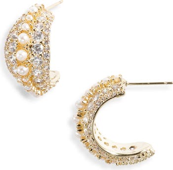 Kendra Scott Krista Pearl Crystal Hoop Earrings Nordstrom