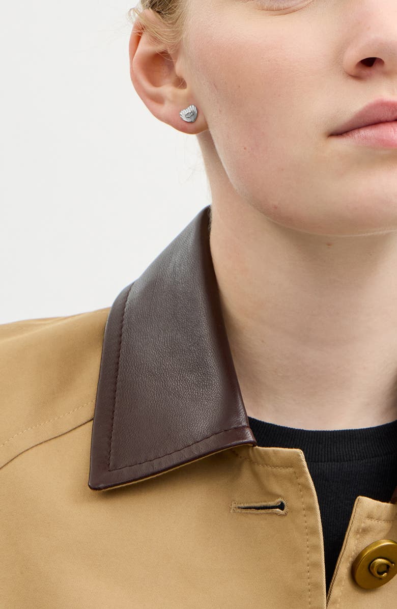 COACH Heritage Heart Stud Earrings, Alternate, color, Rhodium