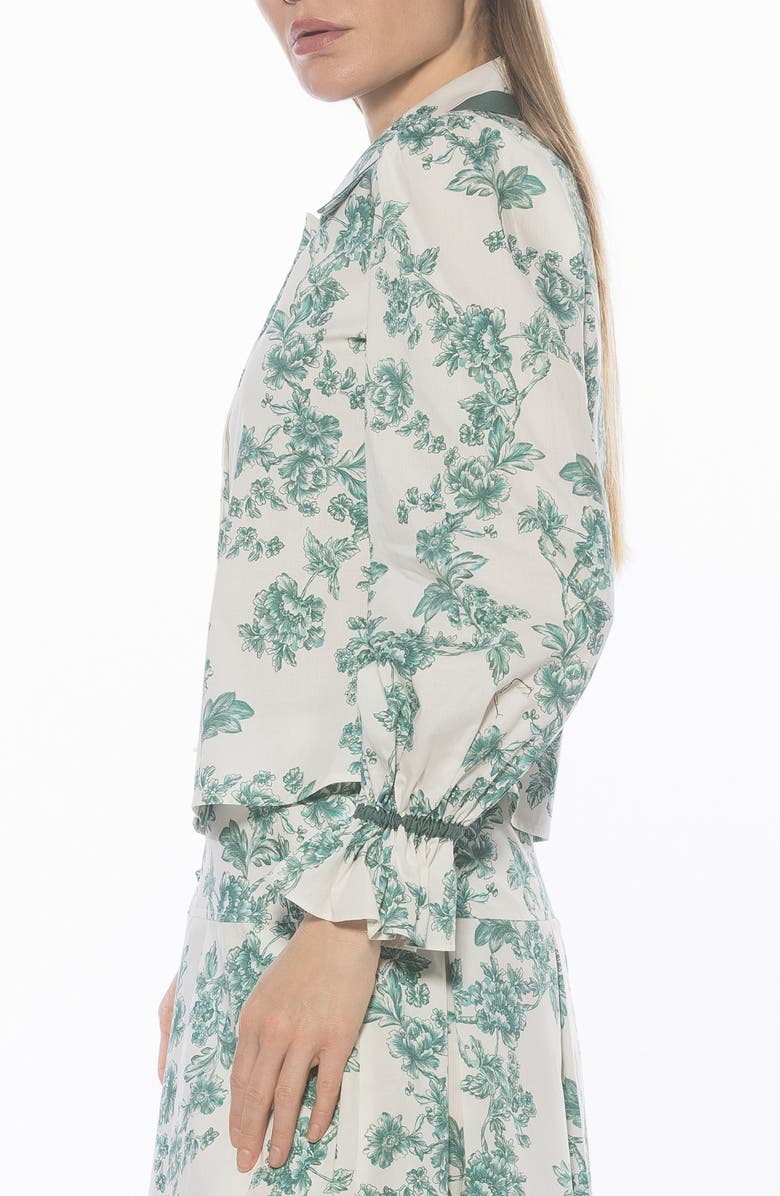 Alexia Admor Shannan Tipped Collar Button-Up Shirt, Alternate, color, Green Floral