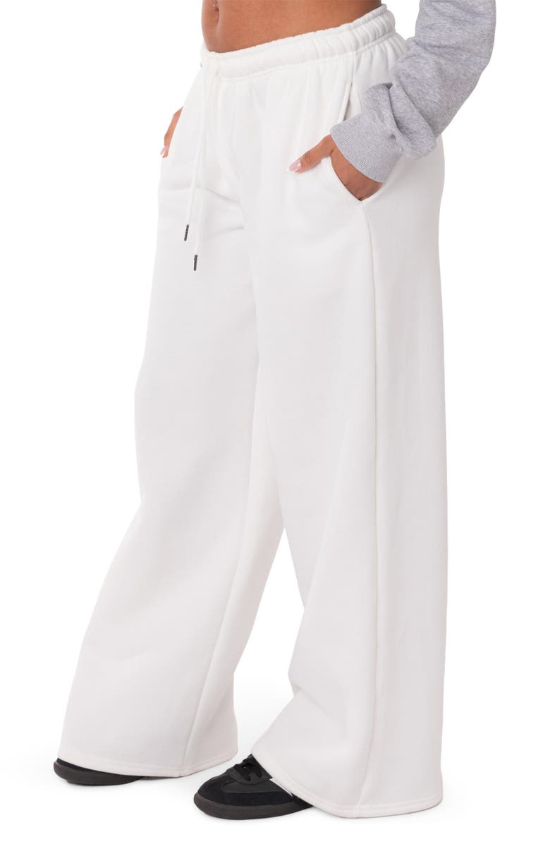 EDIKTED Kamari Low Rise Wide Leg Sweatpants, Alternate, color, White