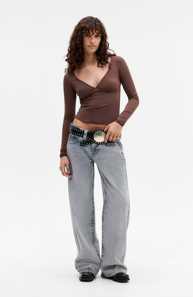 BDG Urban Outfitters Je T’Aime Long Sleeve Top, Alternate, color, Chocolate