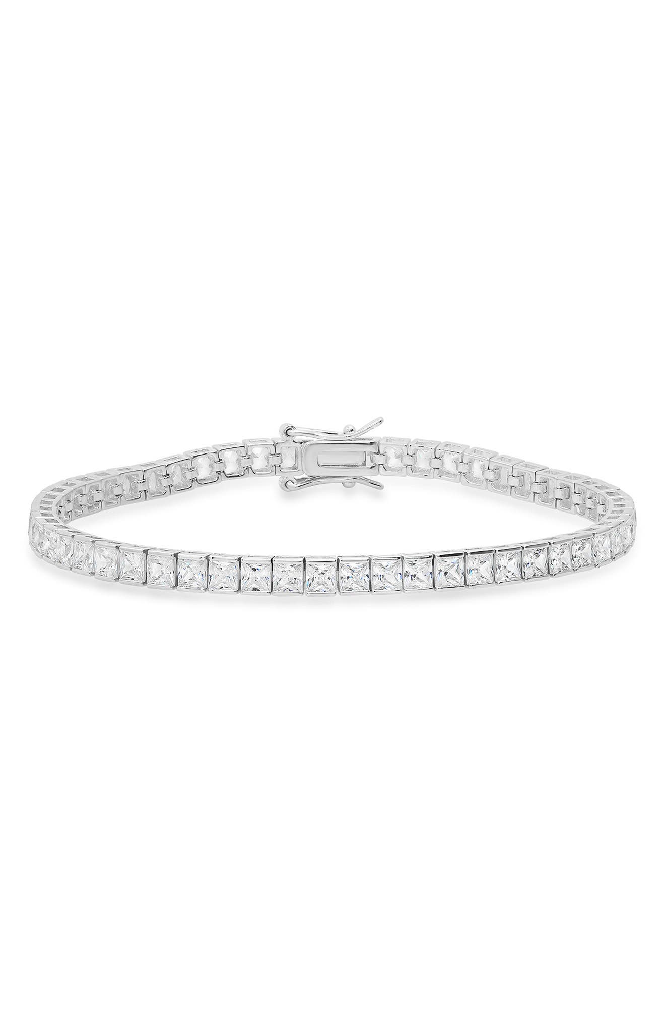 Queen Jewels Sterling Silver Princess Cut Cubic Zirconia Tennis Bracelet