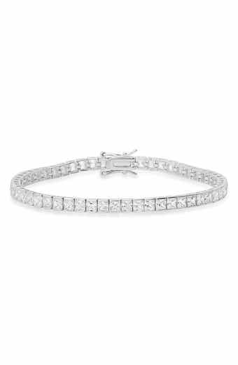 Queen Jewels Sterling Silver Princess Cut Cubic Zirconia Tennis Bracelet