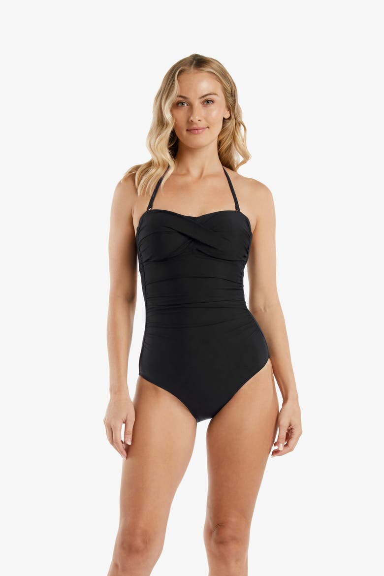 Twist Bandeau One-Piece, Alternate, color, Black