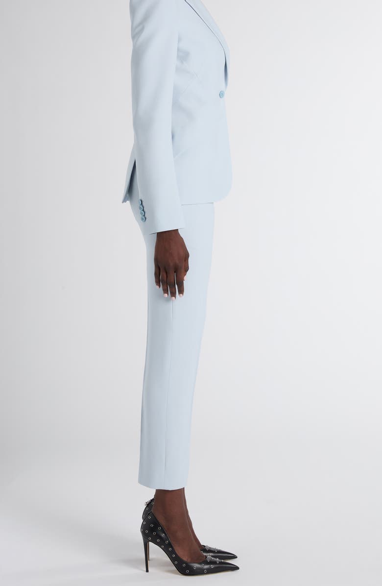 McQueen Crop Tailored Crepe Trousers, Alternate, color, Turquoise Blue