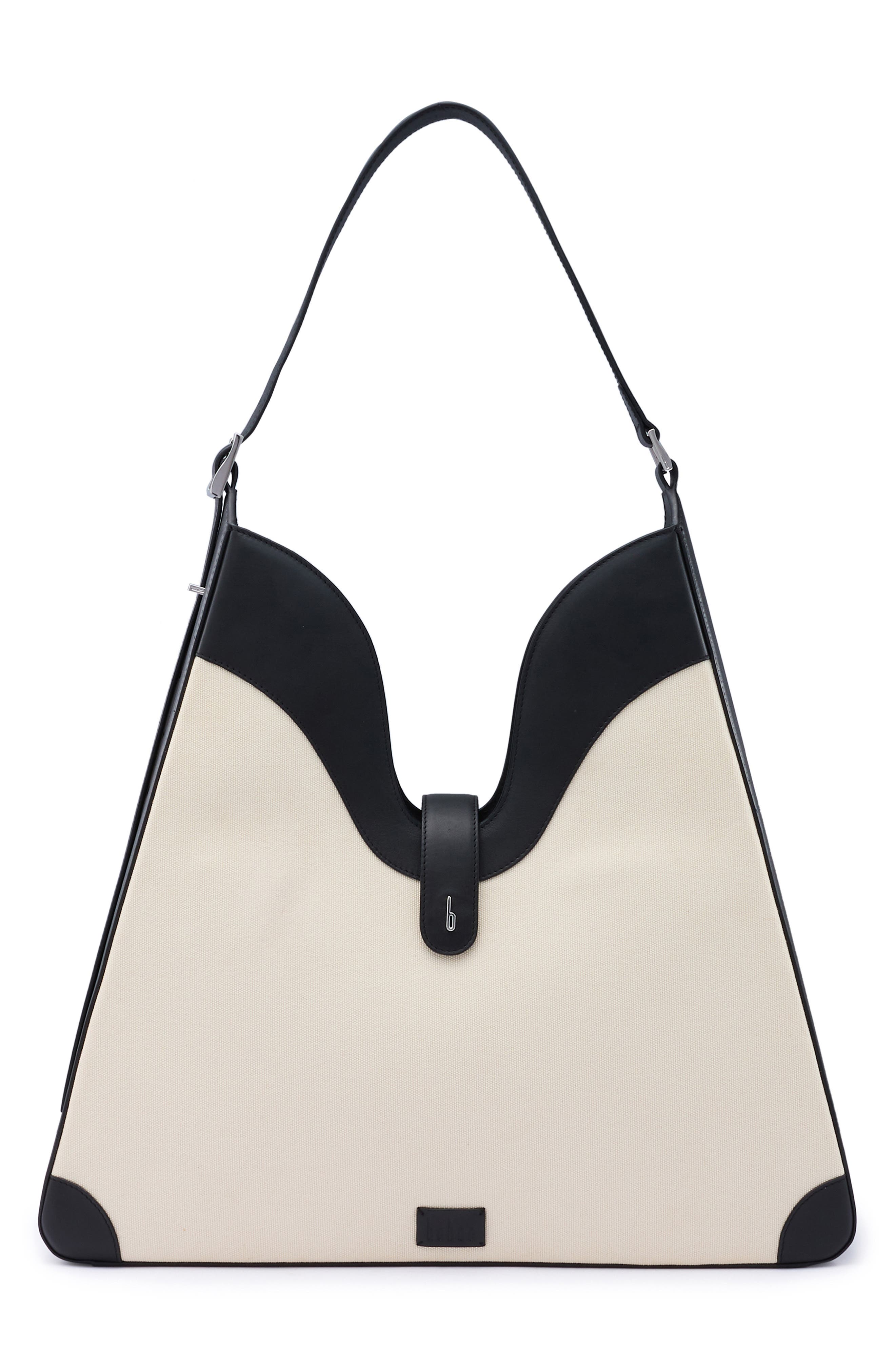Melina Canvas Shoulder Bag, Main, color, SAND/ BLACK
