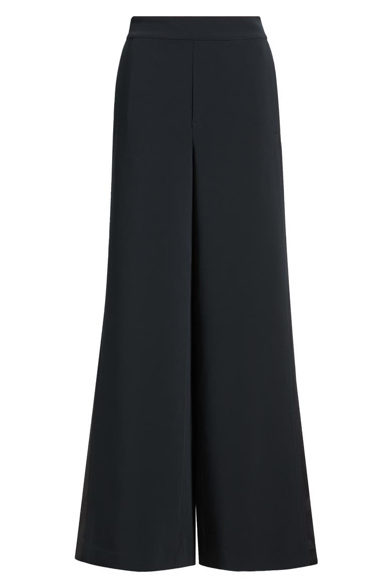 Melanie Crepe Wide Leg Pants, Alternate, color, BLACK