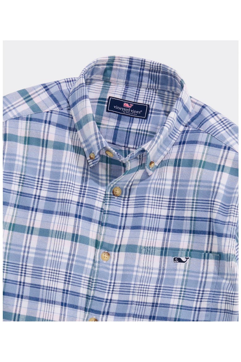 Stretch Plaid Flannel Shirt, Alternate, color, BRACKISH BLUE