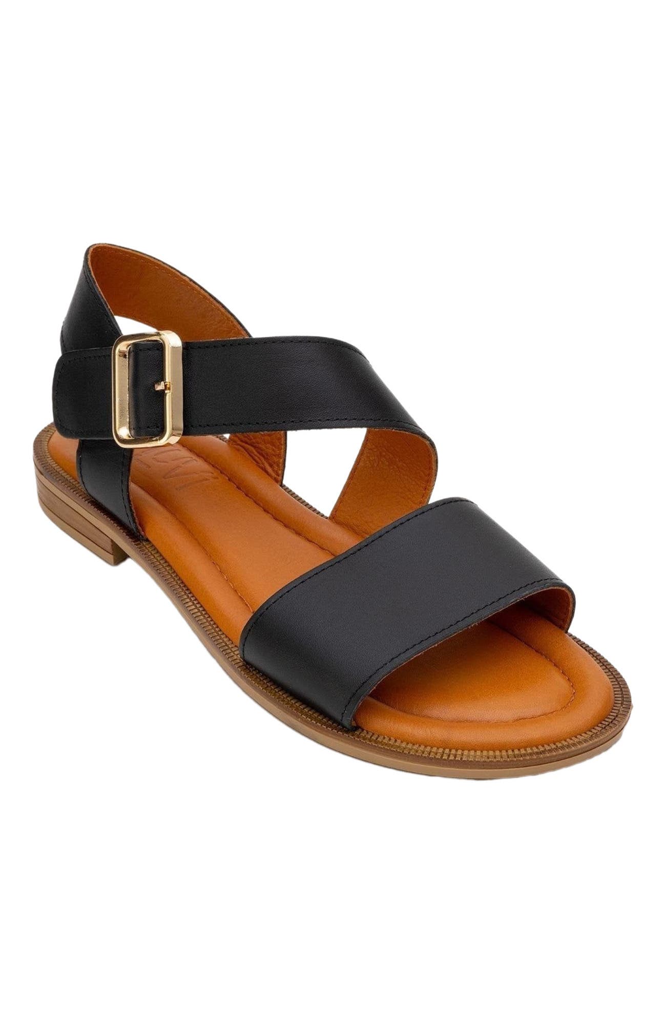 Forever & Always Shoes Majesty Leather Sandal, Alternate, color, Black Leather