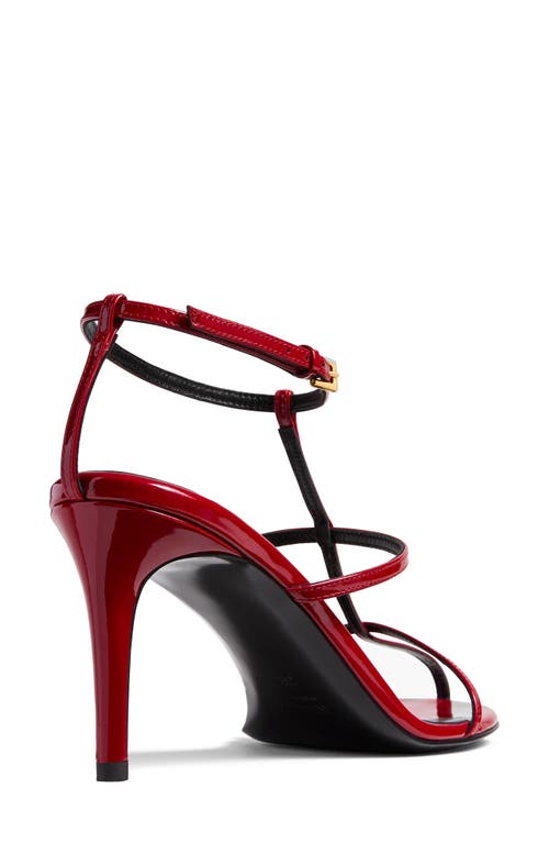 Khaite Leather T-strap Sandals In Fire Red