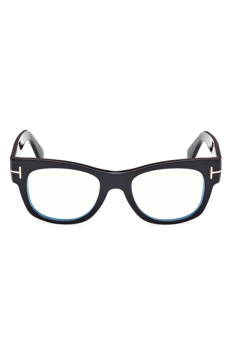 TOM FORD 52mm Round Blue Light Blocking Optical Glasses, Main, color, 