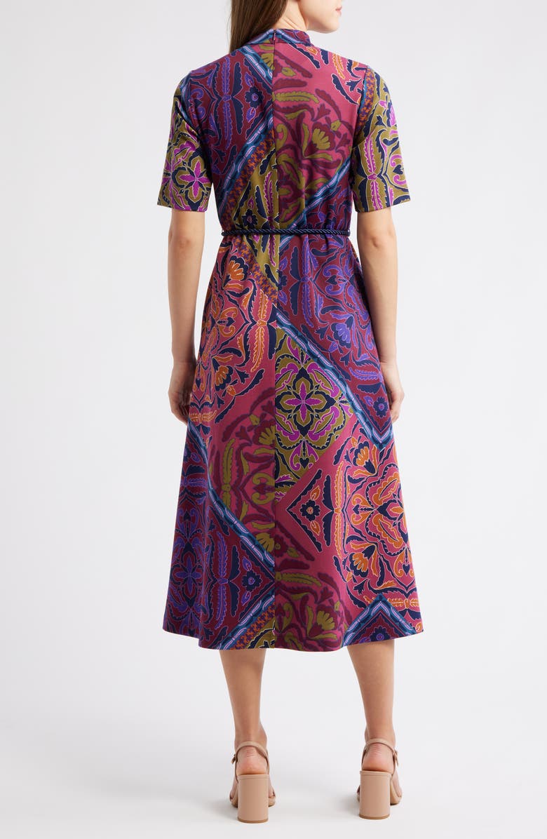 Anne Klein Print Mock Neck Midi Dress, Alternate, color, 