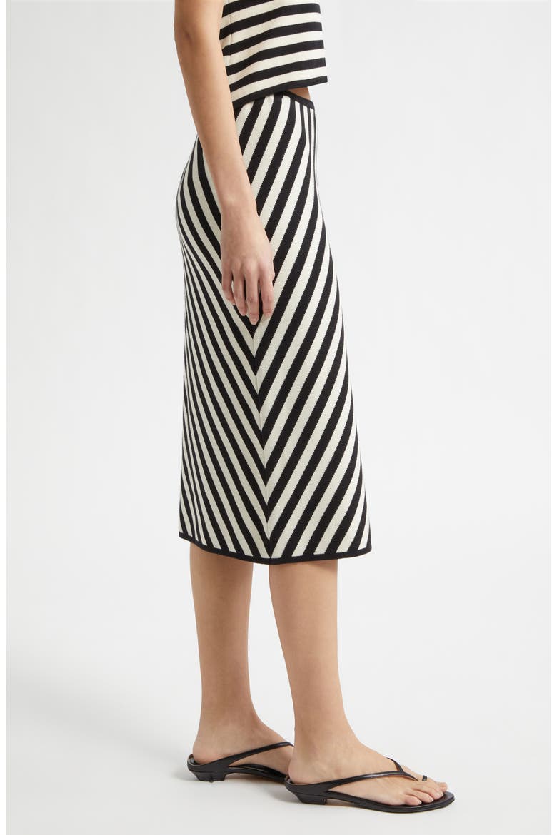 Stripe Pima Cotton Sweater Skirt, Alternate, color, CREAM BLACK