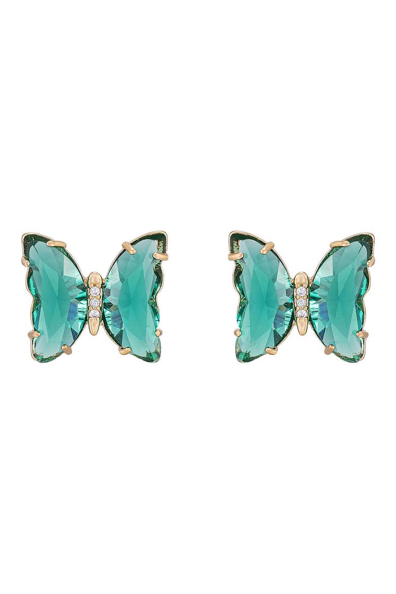 Butterfly Stud Earrings, Main, color, GREEN