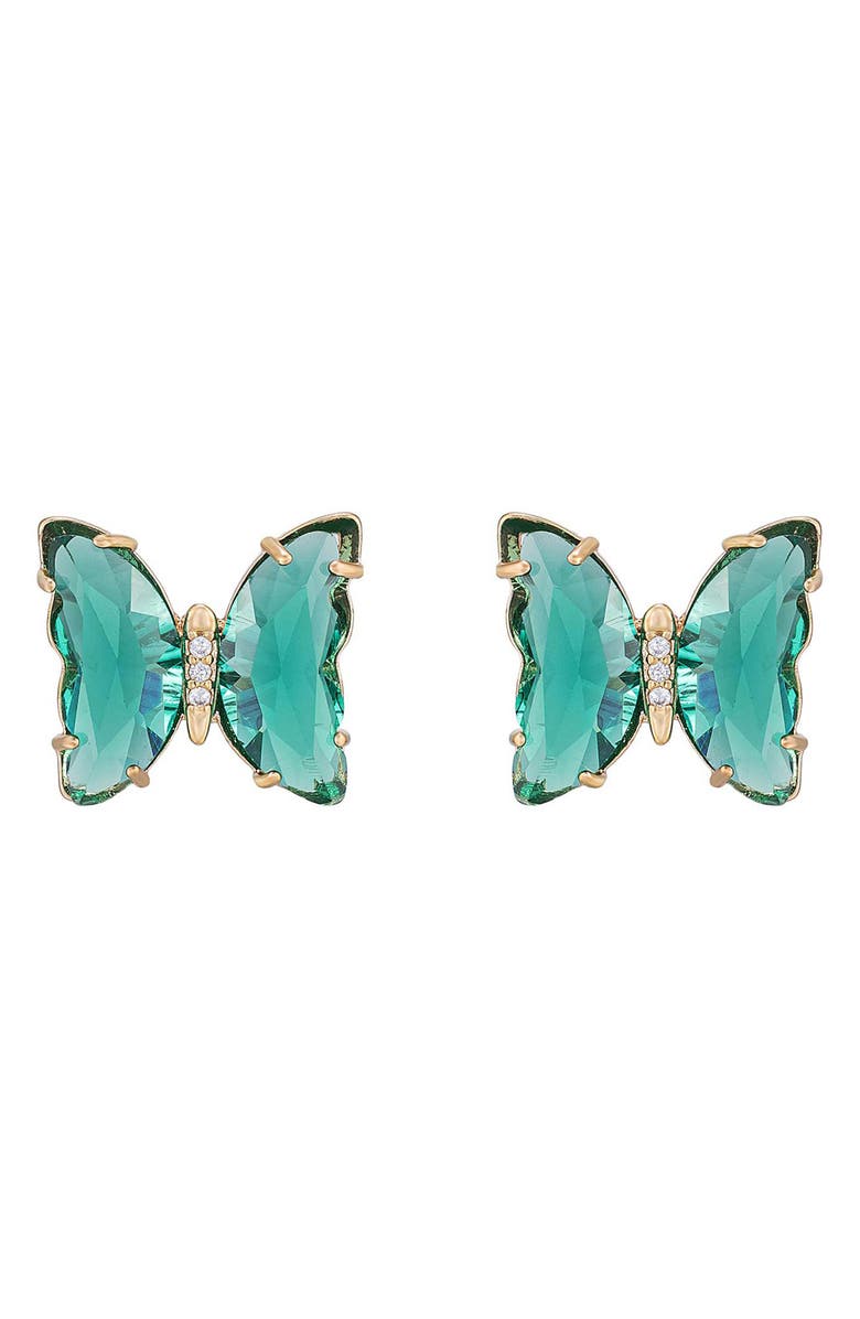 Ettika Butterfly Stud Earrings, Main, color, Green