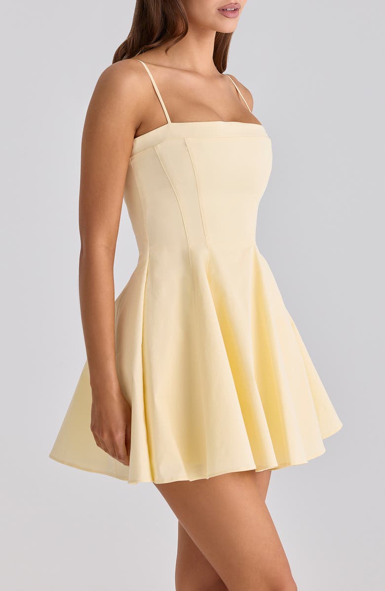 HOUSE OF CB Dolly Stretch Cotton Fit & Flare Cocktail Dress, Alternate, color, Lemon