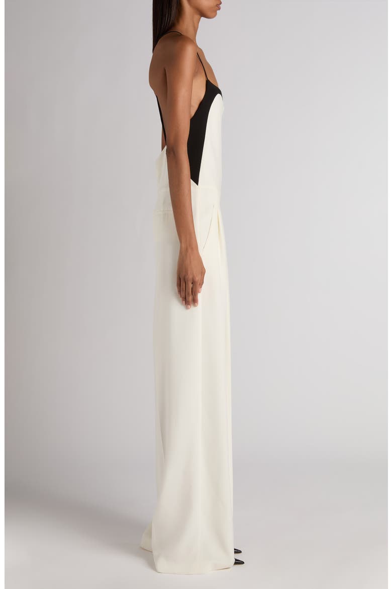 Double Georgette Stretch Camisole Jumpsuit, Alternate, color, CHALK/ BLACK