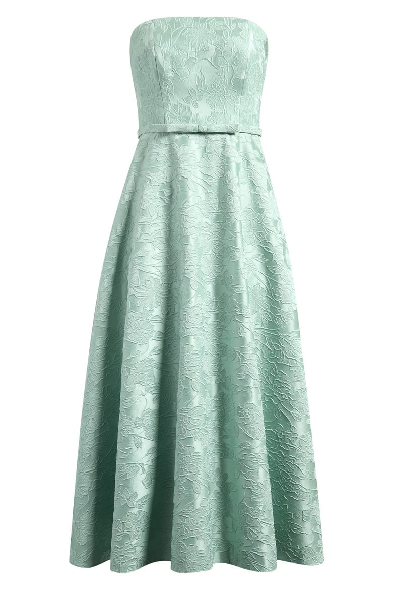 Darian Floral Jacquard Strapless Gown, Alternate, color, CELADON