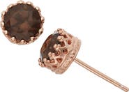 FZN 14K Rose Gold Plate Sterling Silver Crown Frame Stone Stud Earrings