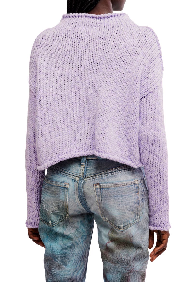 Opal Roll Neck Crop Sweater, Alternate, color, PURPLE SATIN