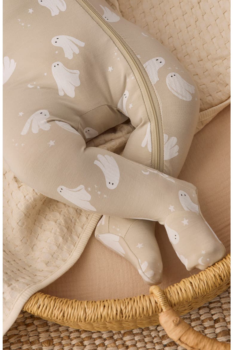 Kids' Dancing Ghosts Footie, Alternate, color, WARM-GREY