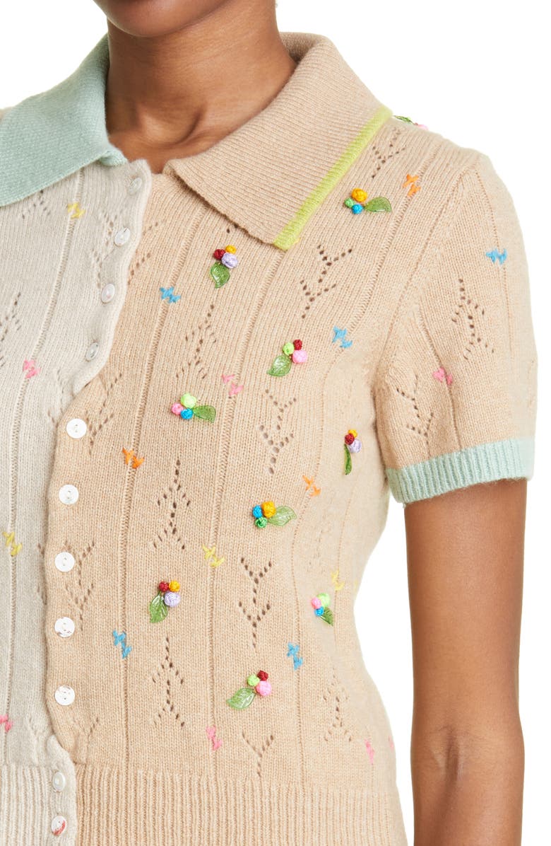 YanYan Rosie Short Sleeve Pointelle Wool Cardigan, Alternate, color,