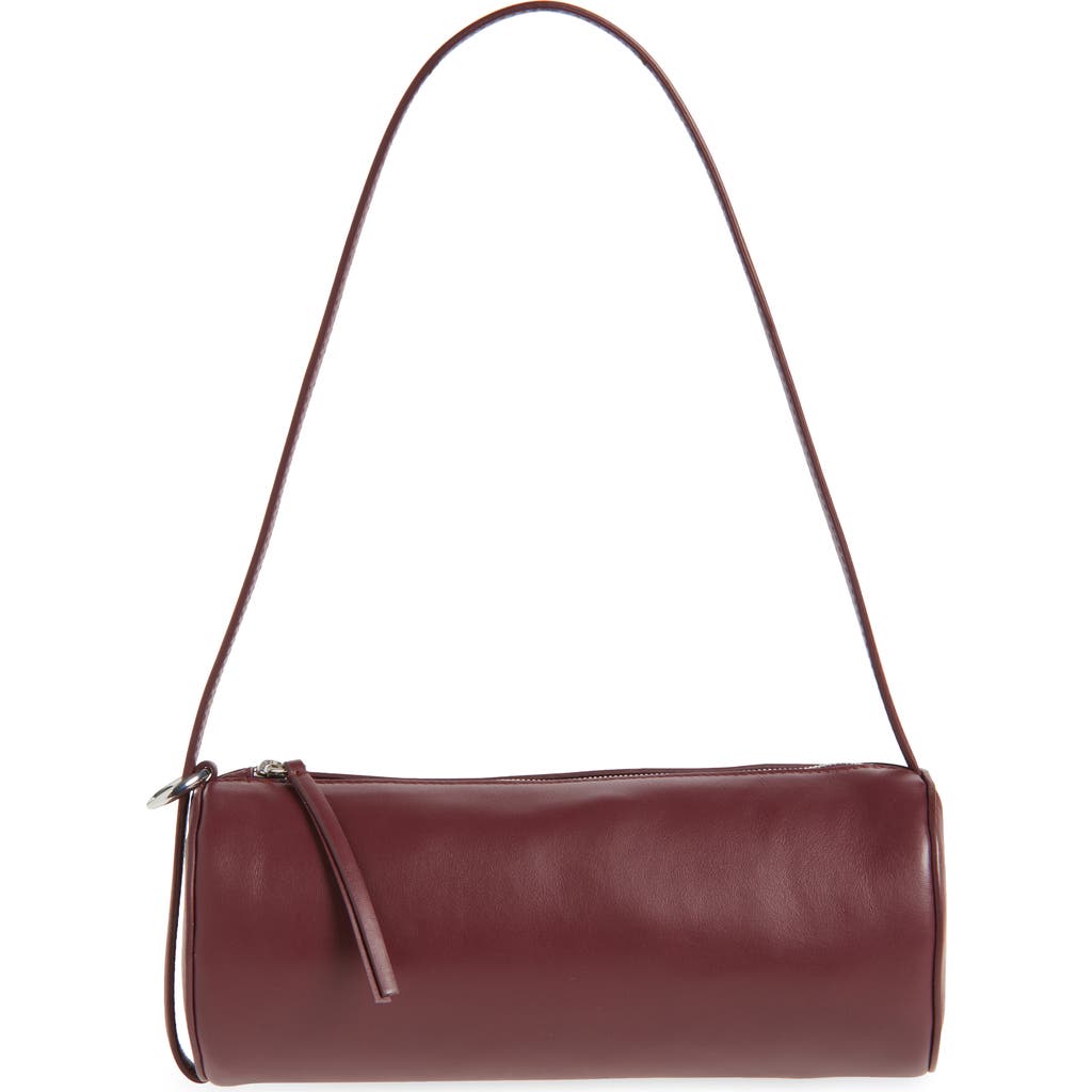 Reformation Simona Suede Cylinder Shoulder Bag In Ruby Leather