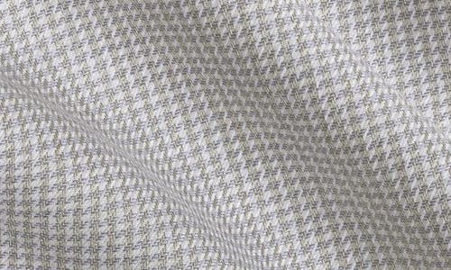 David Donahue Trim Fit Tan Microcheck Cotton & Cashmere Dobby Dress Shirt In Neutral