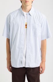 Carhartt Work In Progress Keene Stripe Short Sleeve Cotton Poplin Button-Up Shirt